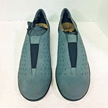 Clarks Collection Shoes Grey Nubuck Leather Medora Gemma Slip On Cushion New 11W - £30.15 GBP
