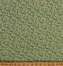 Cotton Succulents Echeverias Nature Green  Fabric Print by the Yard D678.91 - £10.31 GBP