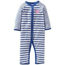 CARTER&#39;S BOY&#39;S CRAB BLUE/WHITE STRIPE SNAP TURNAROUND ROMPER SIZE 3M NWT - $7.20