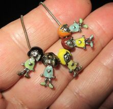 Vintage Girl Scout Brownies Silvertone Necklace with 5 charms - $9.90
