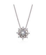 925 Sterling Silver Platinum Plated 1.75 CT White Cubic Zirconia flower ... - $199.00