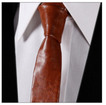 Neck Tie Genuine Soft Leather Lambskin Brown Stylish Wedding Partywear M... - £28.70 GBP