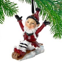 ARKANSAS RAZORBACKS ELF ON A SLED ORNAMENT NEW - £7.98 GBP