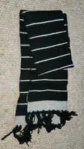 Merona Black White Gray Stripe Scarf 6.5x62 Inch Fringe Warm Unisex Men - $9.99