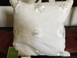 Kate Spade Ribbon Blossom 1pc Deco Pillow 16&quot; Sq White Nwt Beautiful - £51.71 GBP