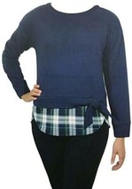 IZOD Womens Long Sleeve Tie Front 2 Fer Sweatshirt,X-Large,Peacoat/Navy Blue - £23.70 GBP