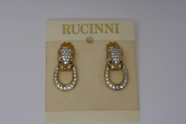 Rucinni Gold Tone Crystal Rhinestones Cat Jaguar Panther Puma Dangle Ear... - £31.59 GBP