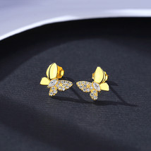 Butterfly Earrings S925 Silver Zircon Earrings Women&#39;s Design Sense Of S... - £12.13 GBP