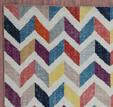 Nani Colorful Zig Zag 5&#39;7&quot;x7&#39;10&quot; ft Hand Knotted 100% Woolen Area Rugs &amp; Carpet - £257.33 GBP