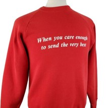 Vintage Hallmark Tagline Sweatshirt Large Red When Care Enough to Send V... - £16.58 GBP