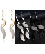1 PAIR SPRING CLIPON/PIERCED SILVER/GOLD/BLACK LOOP TWIST DROP EARRINGS - €5,14 EUR