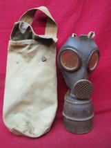 Original WW2 French Gas Mask Ajax F. 2 Very Rare 1943 with Canvas Carrier - $123.74