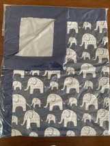 Minky baby blanket - large - elephants - pattern - navy - gray - standard - £60.13 GBP