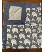 Minky baby blanket - large - elephants - pattern - navy - gray - standard - $75.00