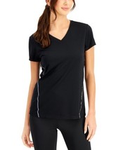 allbrand365 designer Womens Active Reflective V-Neck T-Shirt,Deep Black,Medium - £19.21 GBP