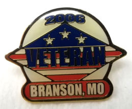 Branson Missouri Veteran Lapel Pin 2006 Red White Blue Burst Vintage - £8.75 GBP