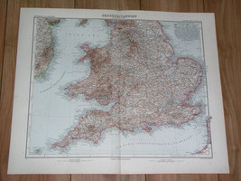 1912 Antique Map Of England London / Wales Cornwall Devon Somerset Sussex - £18.52 GBP