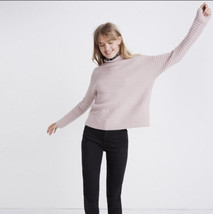 MADEWELL Belmont Coziest Yarn Mockneck Sweater Wisteria Dove Pink Wool - $38.70