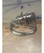 Fish spoon ring size 7.25 adjustable fishermen sterling silver band - $67.32