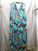 Tea Dress Blue 90s Floral Sleeveless Midi Women&#39;s XL - £11.79 GBP