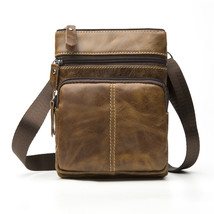 Messenger Bag Men&#39;s Shoulder Genuine Leather Bags Flap Small Male Man Crossbody  - £29.60 GBP