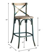 Zaire Bar Chair, Antique Turquoise &amp; Antique Oak Finish - €157,52 EUR