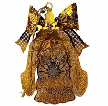 Danbury Mint Christmas ornament 24k gold figurine vtg holiday jingle bell bow - £23.64 GBP