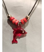 Dolphin Pendant Necklace 20&quot;  Jewelry Red - Translucent - £4.68 GBP