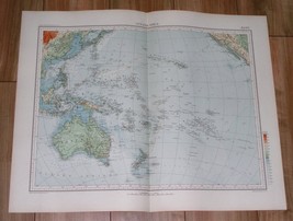 1927 Vintage Italian Physical Map Of Oc EAN Ia Pacific Oc EAN / Australia Hawaii - $24.30