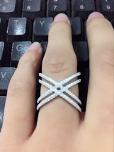 Genuine 925 Sterling silver size 6,7,8,9 micro pave cz double Criss cross X ring - £18.05 GBP