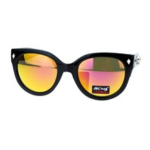 Skull Studded Womens Sunglasses Round Butterfly Fashion Eyewear (Black, Pink Mir - £22.13 GBP