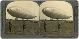 c1900&#39;s Keystone Real Photo Stereoview Card Soldiers Dirigible R-34 at Minneola - £7.46 GBP