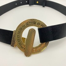 Susan Graver Womens Waist Belt Sz S/ M Black Faux Leather Gold Tone Hook... - $17.81