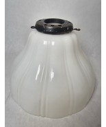 Antique Milk Glass Ribbed Shade Pendant Hanging Light 5&quot; Tall Globe Whit... - $34.16