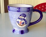 Snowman Coffee or Tea Cup Blue Mug HARRY AND DAVID Holiday Christmas - $10.88
