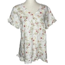 March Point USA Floral Linen Top Small Cottagecore - £19.20 GBP