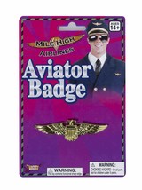 Mile High Airlines Gold Aviator Airplane Pilot Badge Halloween Accessory - £3.11 GBP