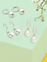 Combo of 3 Contemporary Pearl Drop Hoop Earrings Women Kundan Jewelry Set - £17.02 GBP