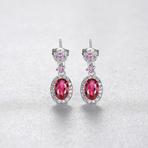 Red Spinel Earrings S925 Silver Earrings Synthetic Gemstone Imitation Pigeon Blo - £26.37 GBP