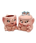 Lefton Pink Elephant Covered Sugar Bowl Creamer Ceramic 3977 Vintage - £107.41 GBP
