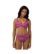 New Women&#39;s XS - 3XL High-Waisted Bikini Set Bright Pink Geometric Remov... - £33.16 GBP