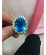 Cocktail Ring, London Blue Topaz Stone And Diamonds, Handmade , Solid Go... - £3,500.06 GBP