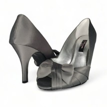 Nina New York Size 9.5 Forbes Silver Grey High Heel Evening Open Toe Pump - £19.92 GBP