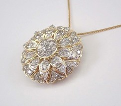 2.20Ct Round Cut Lab-Created Diamond Cluster Pendant 14K Yellow Gold Plated - £118.22 GBP