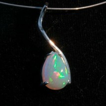 Welo Opal Colorful Solid Wollo Pear Unisex Handmade 925 Silver Pendant Design 77 - £87.86 GBP