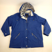 Outbrook Womens Blue Hooded Jacket With Plaid Lining Large - $22.76