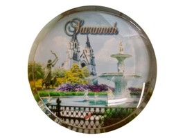 Savannah Fountain and Castle Round Glass Fridge Magnet - $6.99