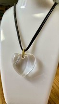Baccarat crystal clear Heart Pendant Necklace Glass - $180.23