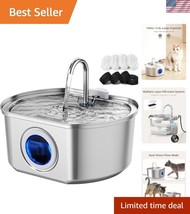 Stainless Steel Cat Water Fountain - 108oz with Quadruple Filtration System - $980.80 MXN