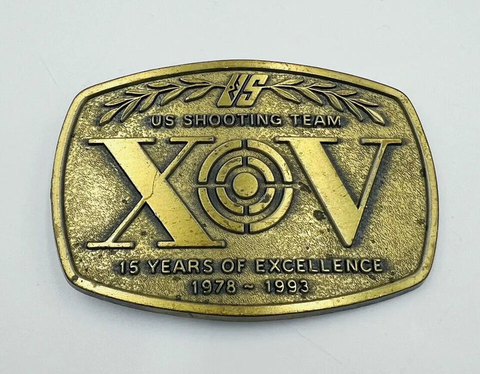 Primary image for US Shooting Team Belt Buckle XV 15 Years of Excellence Vintage Gold Tone